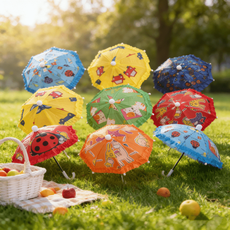 cute cartoon lace mini umbrella dollhouse additions outdoor garden birthday party decor motorcycle sunshade wedding photography dance props portable small umbrella for photo props