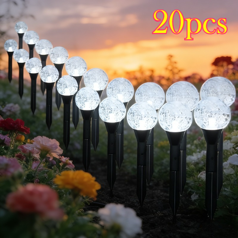 20 stück led solarbetriebene einbauleuchten für den außenbereich, karnevals-thema, blasenkugel-landschaftswegeleuchten, kristall-kronleuchter-design, rasenleuchten,   für wege, gärten, innenhöfe, rasenflächen außengartendekoration für gartenwege