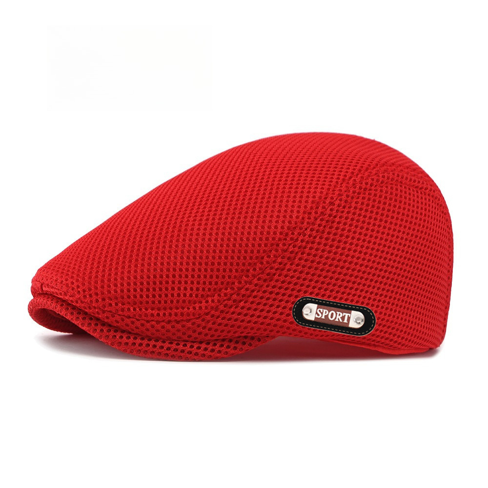 TEMU Fashionable High-end Men's Hollow Mesh Front Hat, Women's Beret, Retro British Casual Hat, Breathable Mesh Hat, Outdoor Sun Shading Sports Hat