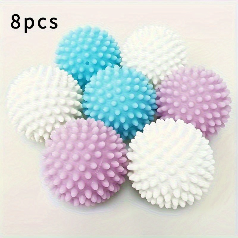 TEMU 8 Reusable Laundry Balls - Hair Ball, Dryer Ball, Fabric Softener Ball, Anti Rolling, Reducing, For Electricity