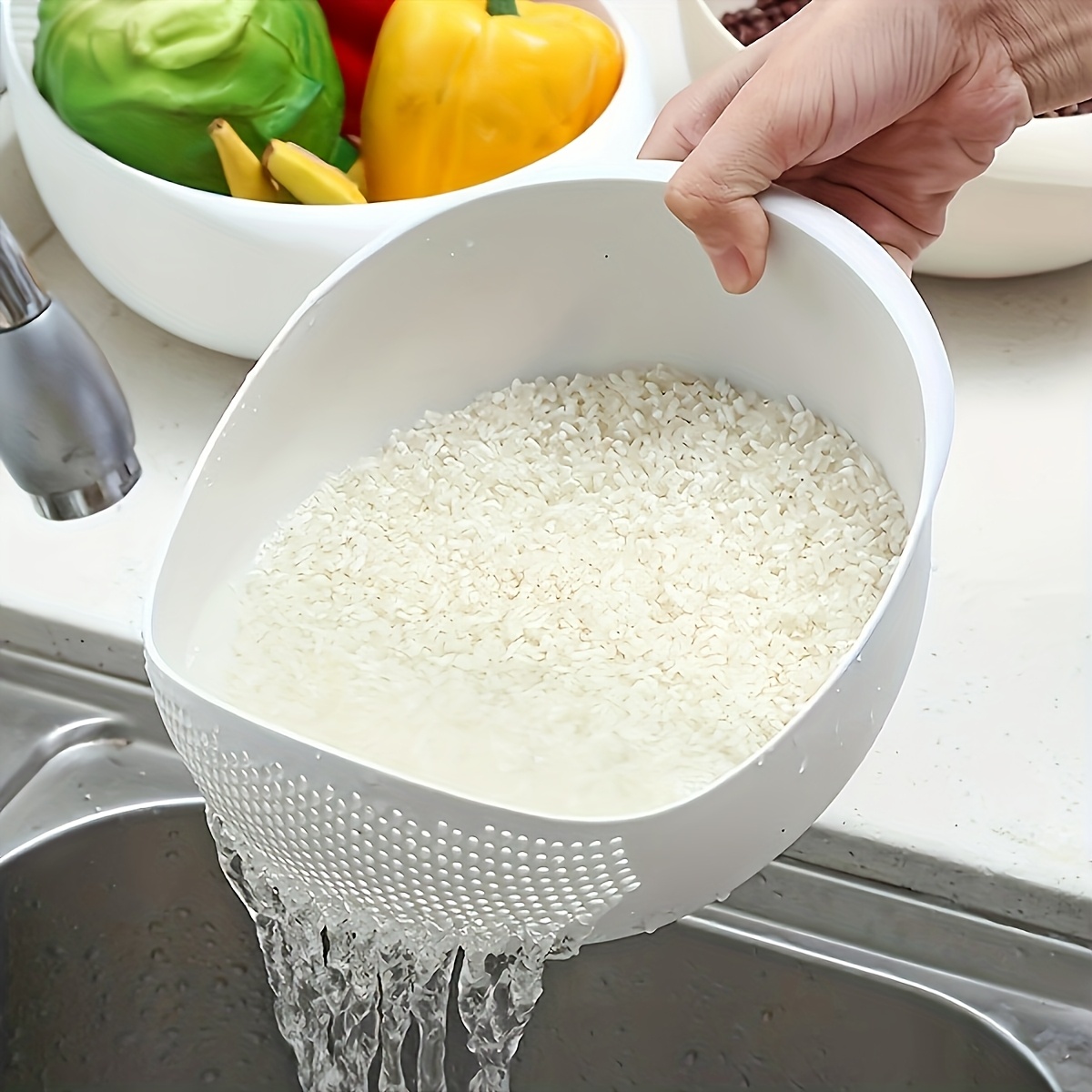 Kitchen Rice Washing Tool, a Large Strainer Bowl That Prevents Rice Grains from Escaping, Perfect for Washing Fruits and Other Baking Needs