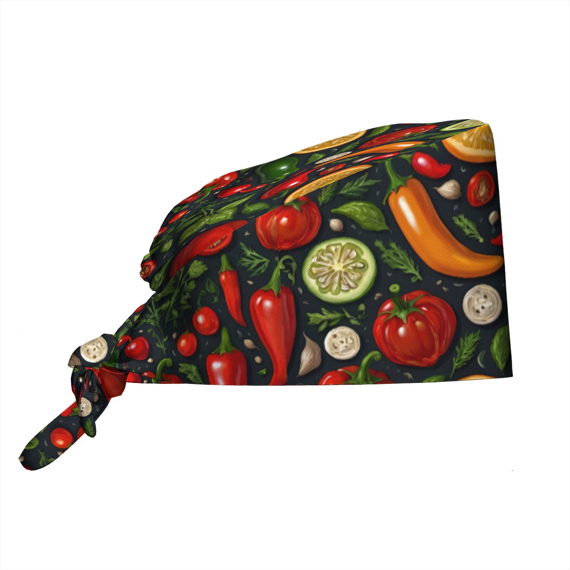 TEMU 1pc Vegetable Printed, Men's And Women's Chef And Nurse Work Hats, And Healthy Lifestyle Aesthetics, Expressing Freshness And , Festive
