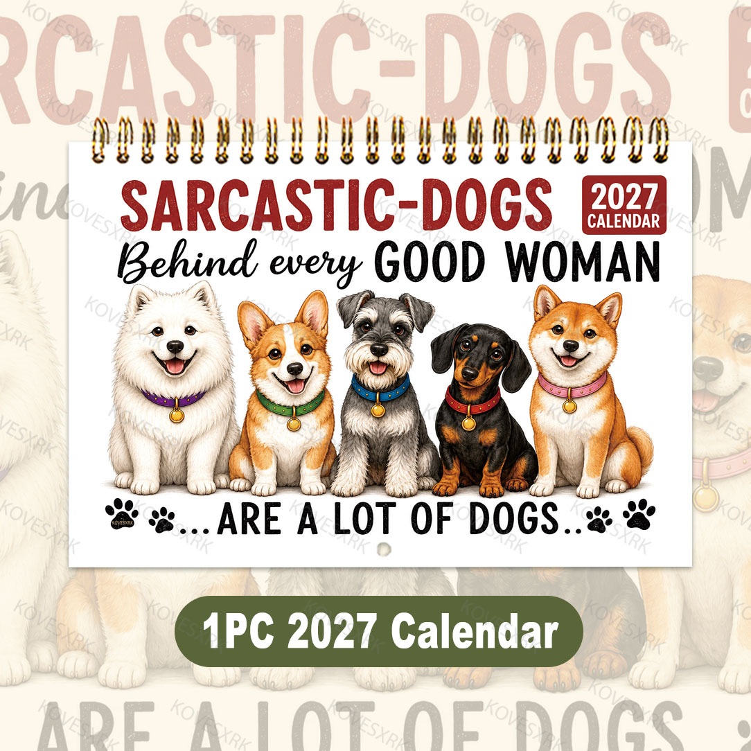 TEMU 2027 Wall Calendar, Humorous Dog Daily Sarcastic Design, 12-month Calendar Plan, A5 Hanging Calendar, Ideal Christmas New Year Gift, 365-day