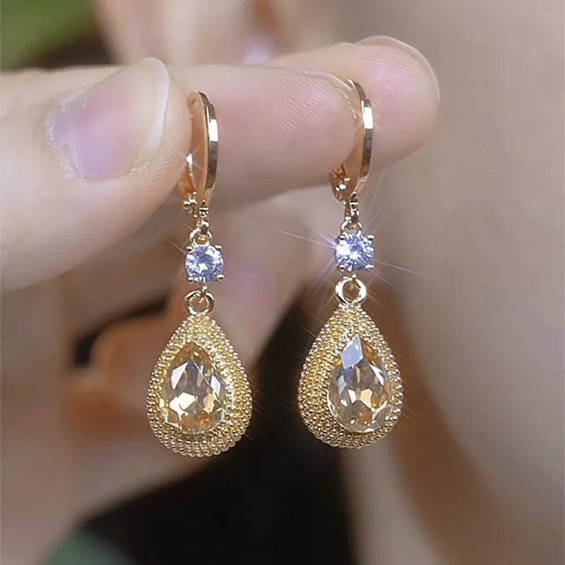 

2pcs Elegant Teardrop Dangle Earrings For Women, -studded Alloy With 925 Sterling Silver Posts, Versatile For And Gift-