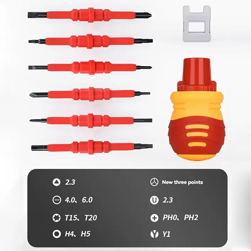 14 in 1 portable electrician screwdriver set with ratchet handle metal multi functional repair tools for electrical work phillips flathead and torx heads for compact screwdriver se no electricity Product details 5