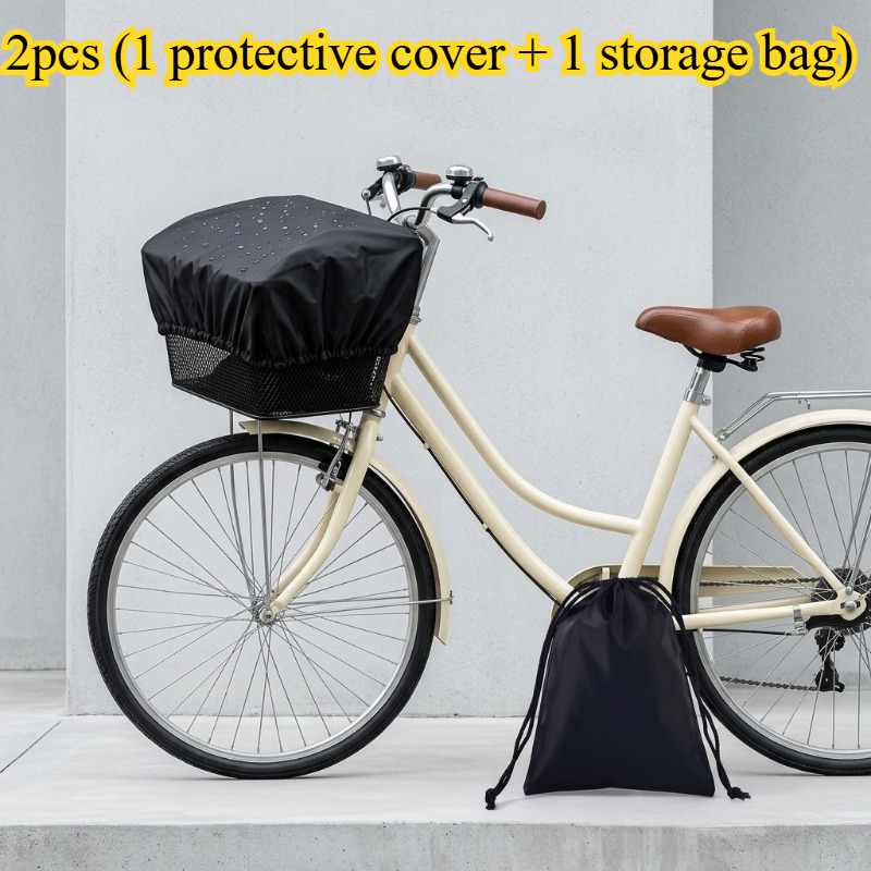 TEMU 2pcs (1pc Double-sided Black Silvery Multi-functional Protector And 1pc Storage Bag) For Bike Baskets, Trunk, And Backpacks, Made Of Thick And