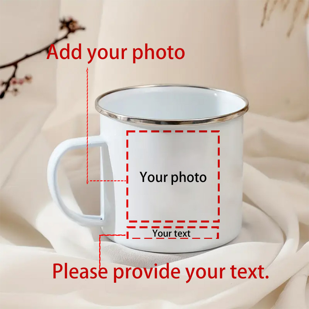 custom enamel cup input your photos and text durable and sturdy   a 12 ounce coffee juice or cold drink cup suitable for   occasions     for  