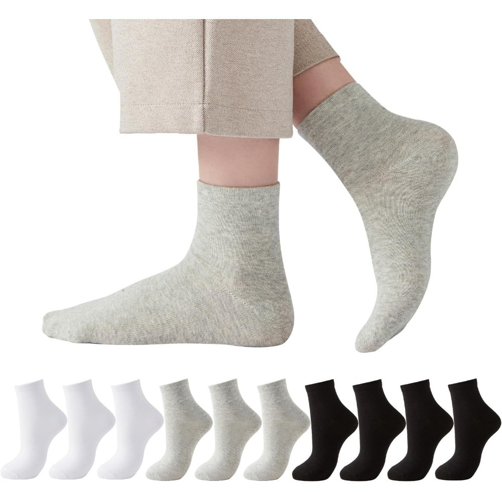 

10 Pairs Of Sweat Absorbing Men's Mid Length Pure Socks, Autumn And Winter Mid Length Socks, Trendy And Socks, Solid Color Mid Length Socks