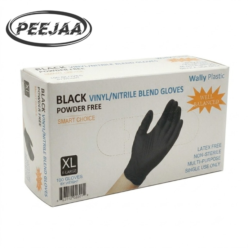 TEMU 100pcs Pack Of Disposable Black Pvc-coated Acrylic Fiber Gloves, Suitable For Kitchen, Dishwashing, And Household Cleaning, For Indoor And