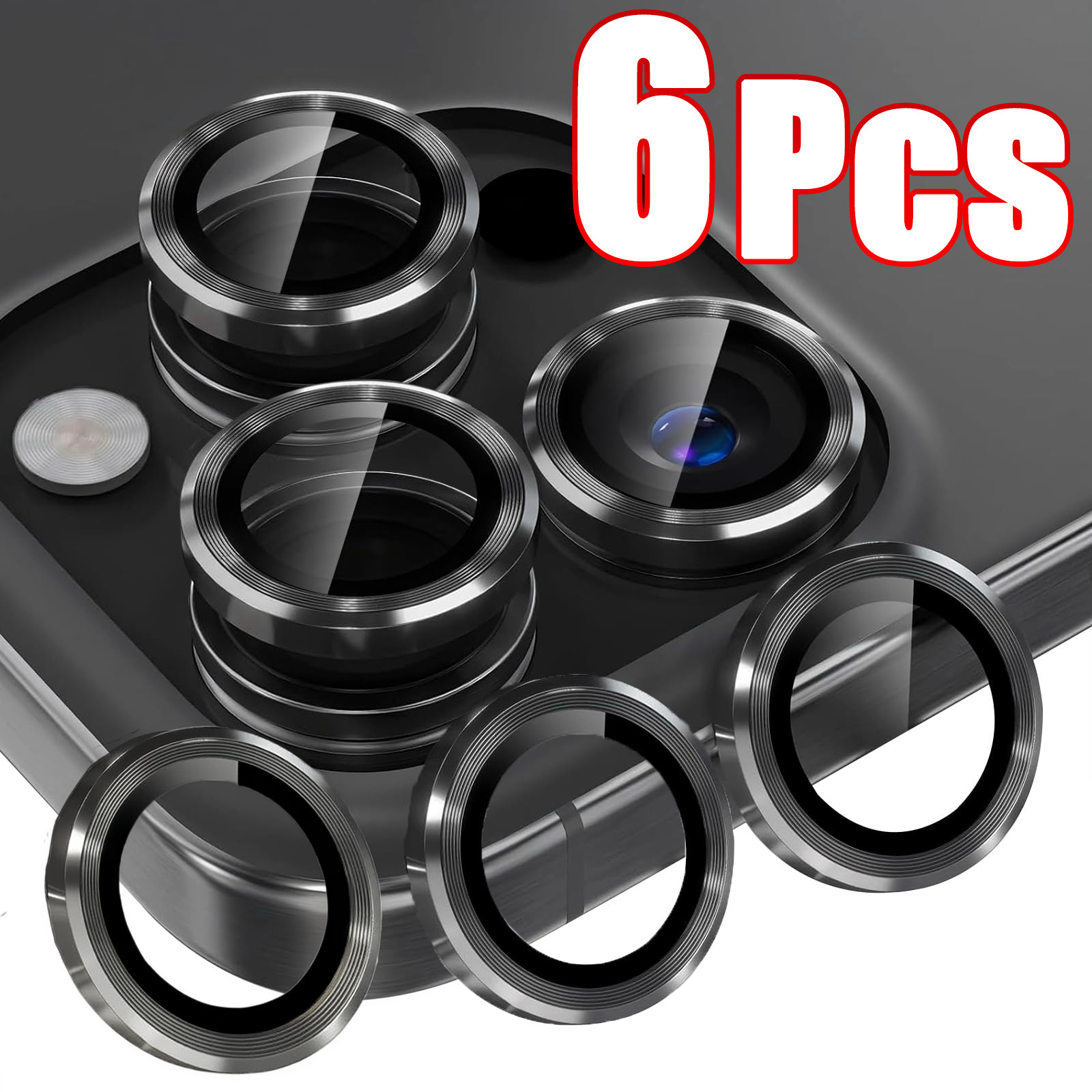 6pcs   hd anti scratch camera lens protector for iphone   pro 17 pro   16 15 14 13 12 11   full cover lens protectors 9h tempered metal camera screen protector case friendly  