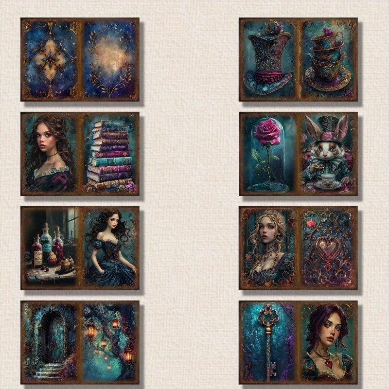 Image of 8 Sheets Of Paper, Bizarre Dream Creatures Junk Journal Pages. Bizarre Dream Creatures Journaling Paper, Art Garbage Calligraphy Collage Decoration Materials