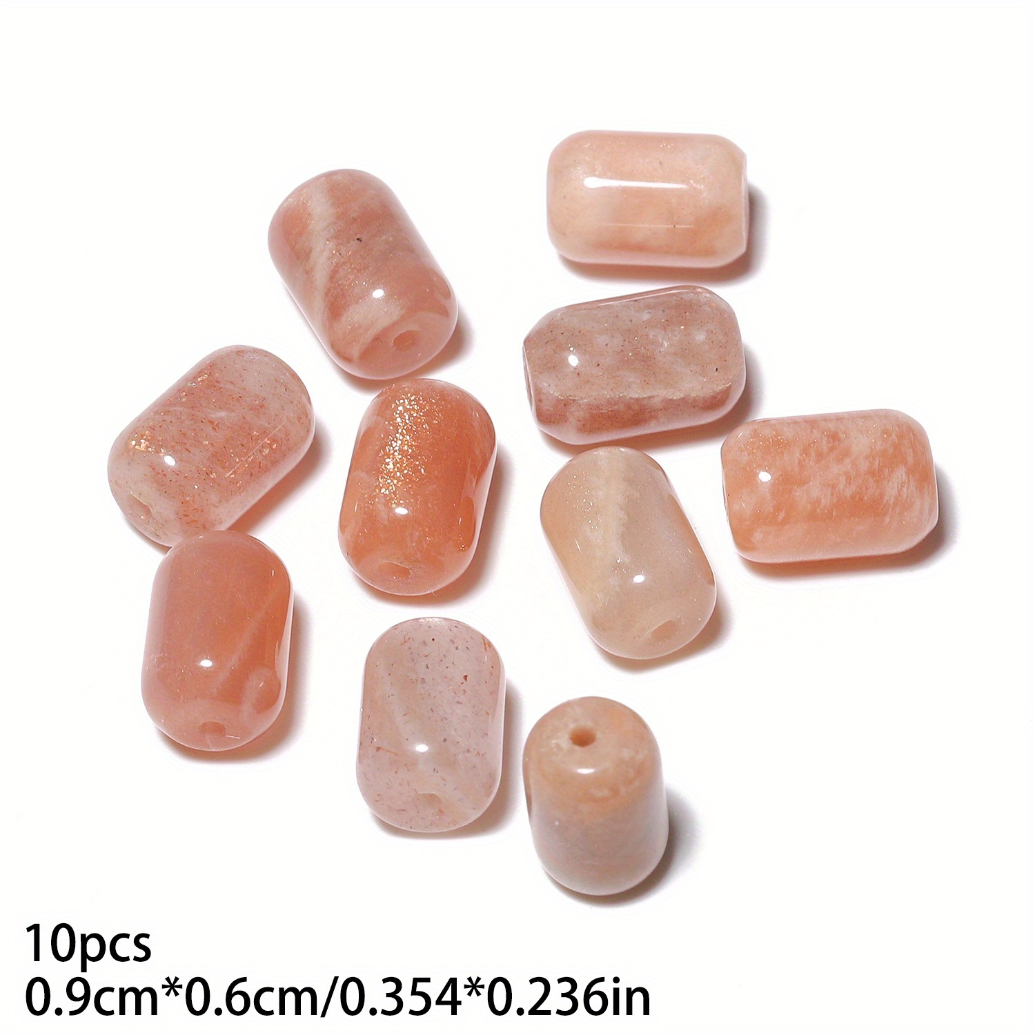 TEMU Beads & Bead Assortments- 10pcs Aaa Natural Sunstone Beads 9x6mm Shape Beads Loose Spacer Beads For Making - Ideal For Bracelets, Necklaces,