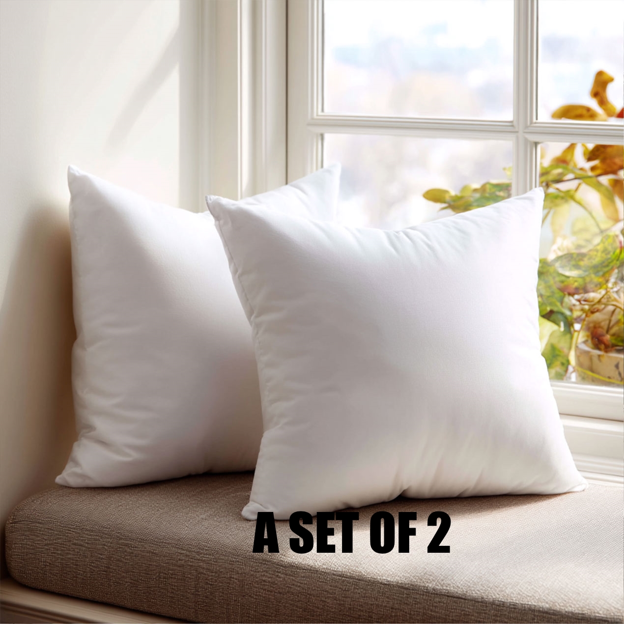 TEMU 2 Pack Square Pillow Inserts | Cloud-like Polyester Feeling & High Elasticity, Non- Fabric, All Year Round, Christmas Gift Set