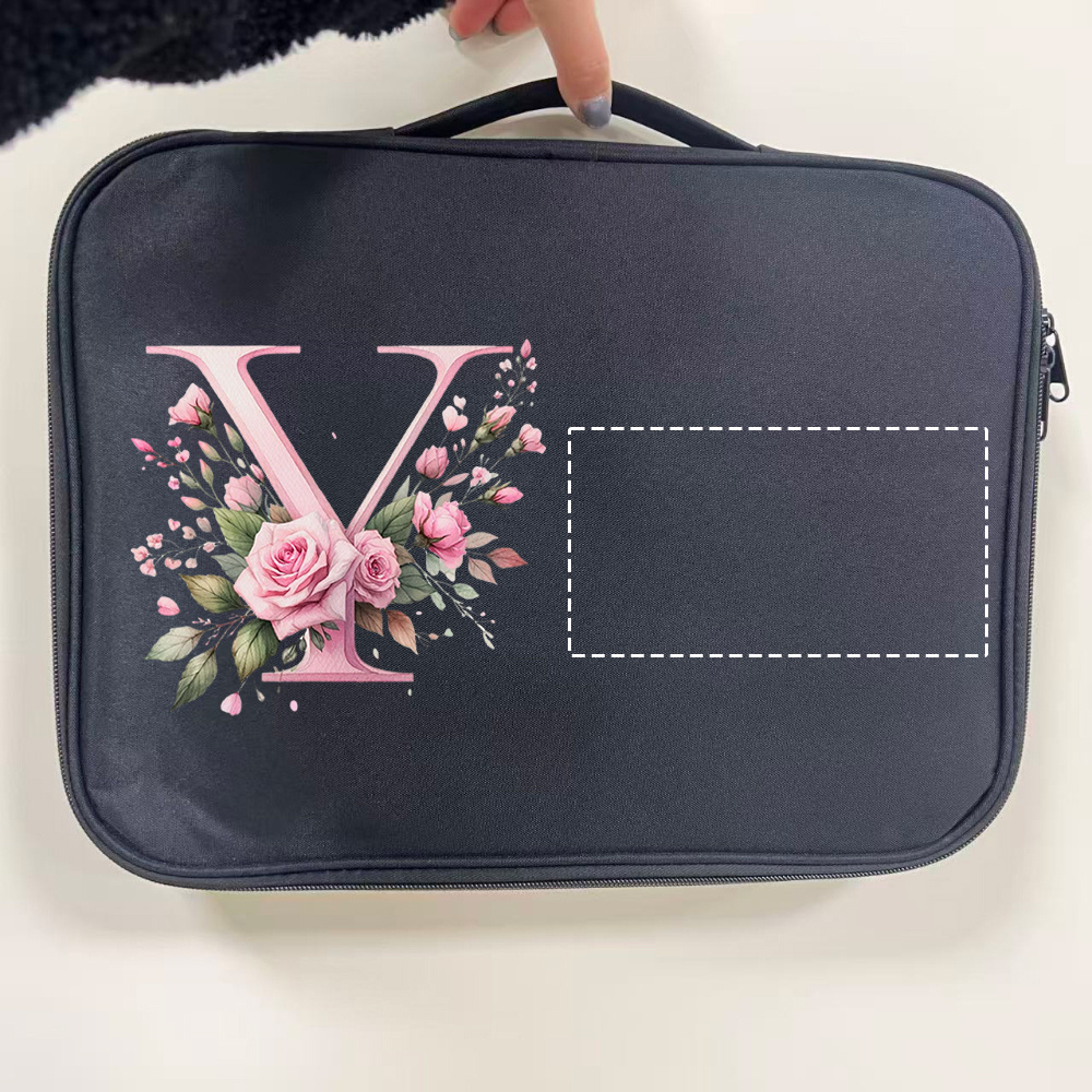 Custom Floral Initial Laptop Tote Bag with Monogram