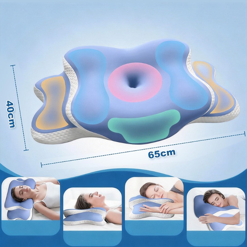 The Pillow Features An Ergonomic That Provides Neck Support And Is Suitable For Sleeping , Including Side Sleeping, Back Sleeping, And Stomach Sleeping