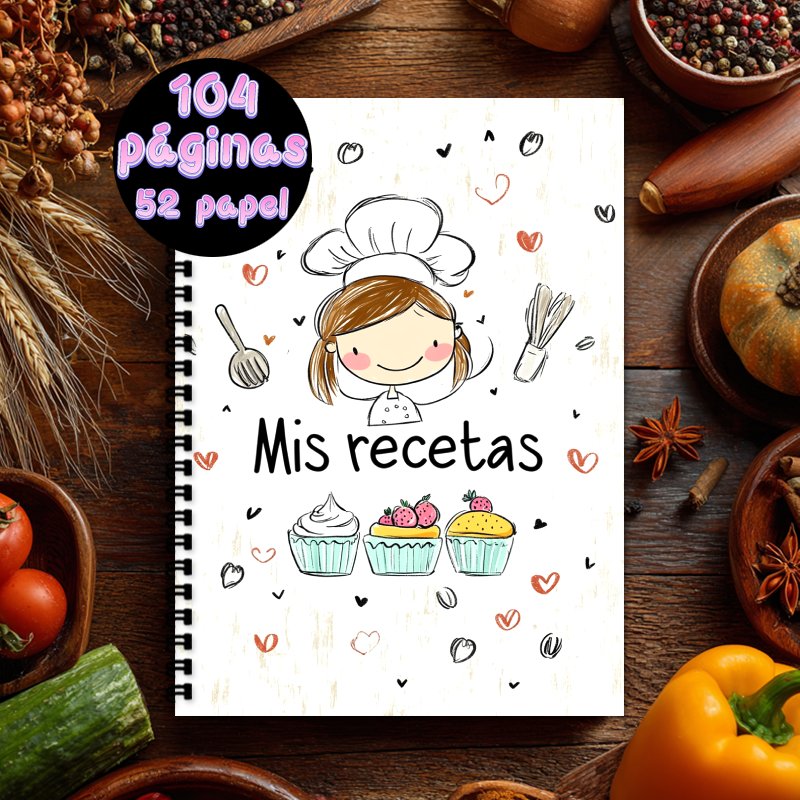TEMU 1 Libro de Recetas en Español | 1 Cuaderno A5 de , una Colección de Recetas para Hombres y Mujeres, Mi Libro de Cocina Temático de Chef Cupcake