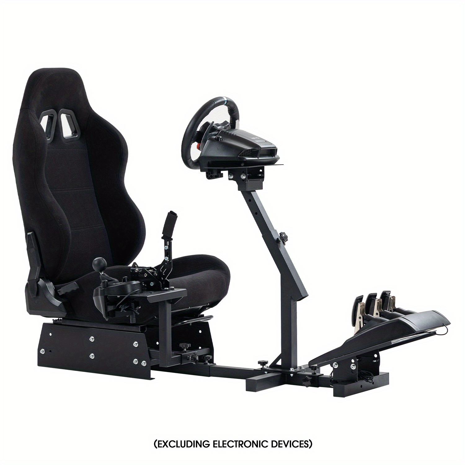 Image of Minneer Racing Simulator Cockpit With Black Multi-level Adjustable Seat | Compatible With //, T300rs, Csl-dd & More | Carbon Steel, Wheel, , Pedals Not Included