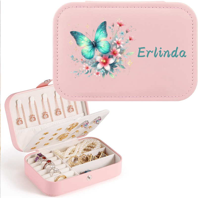 Personalized Sparkle Glitter Butterfly Jewelry Storage Box