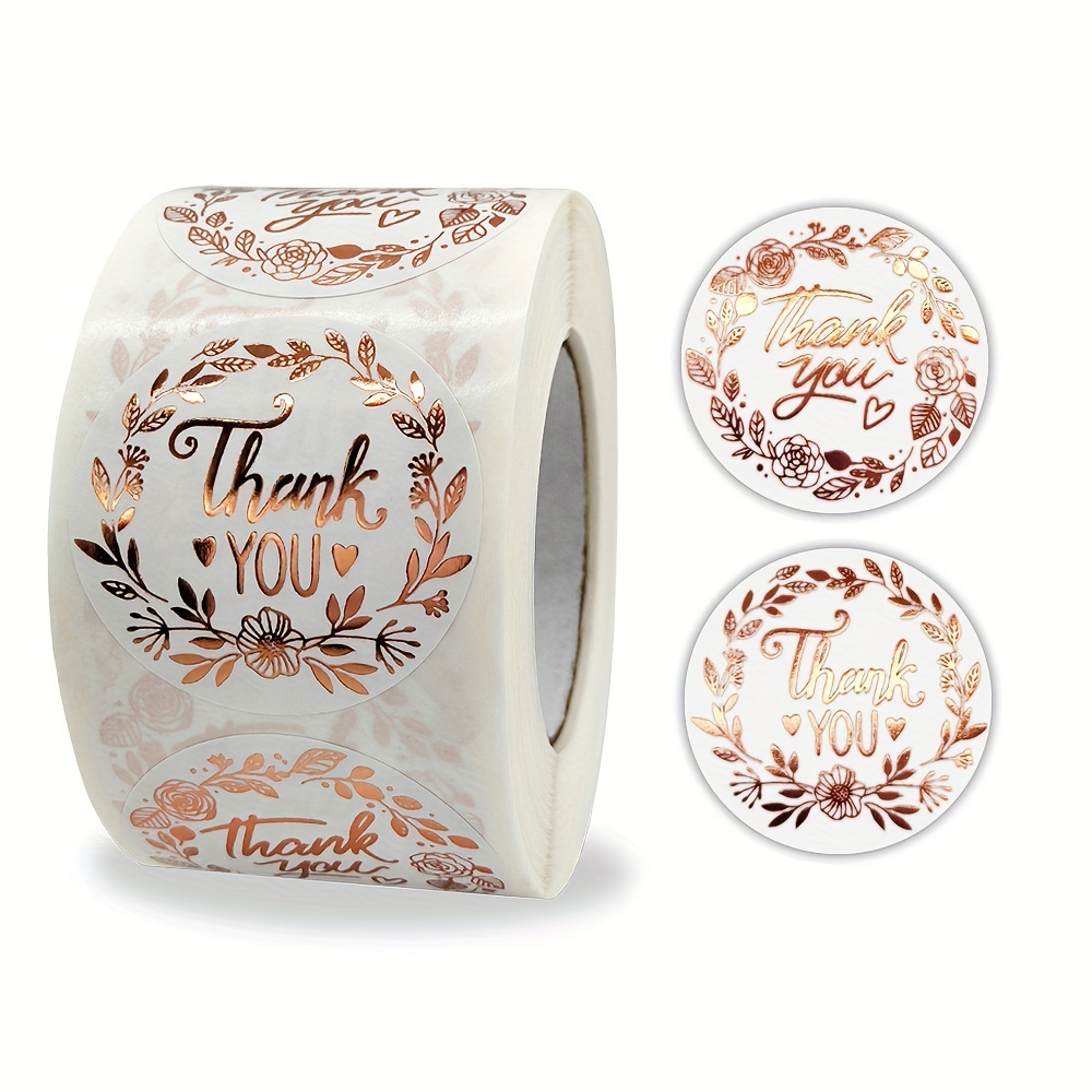 

I-500pcs/roll, Round Rose Golden Thank You Sealing Stickers, Party Wedding Holiday Gift Labels Stickers