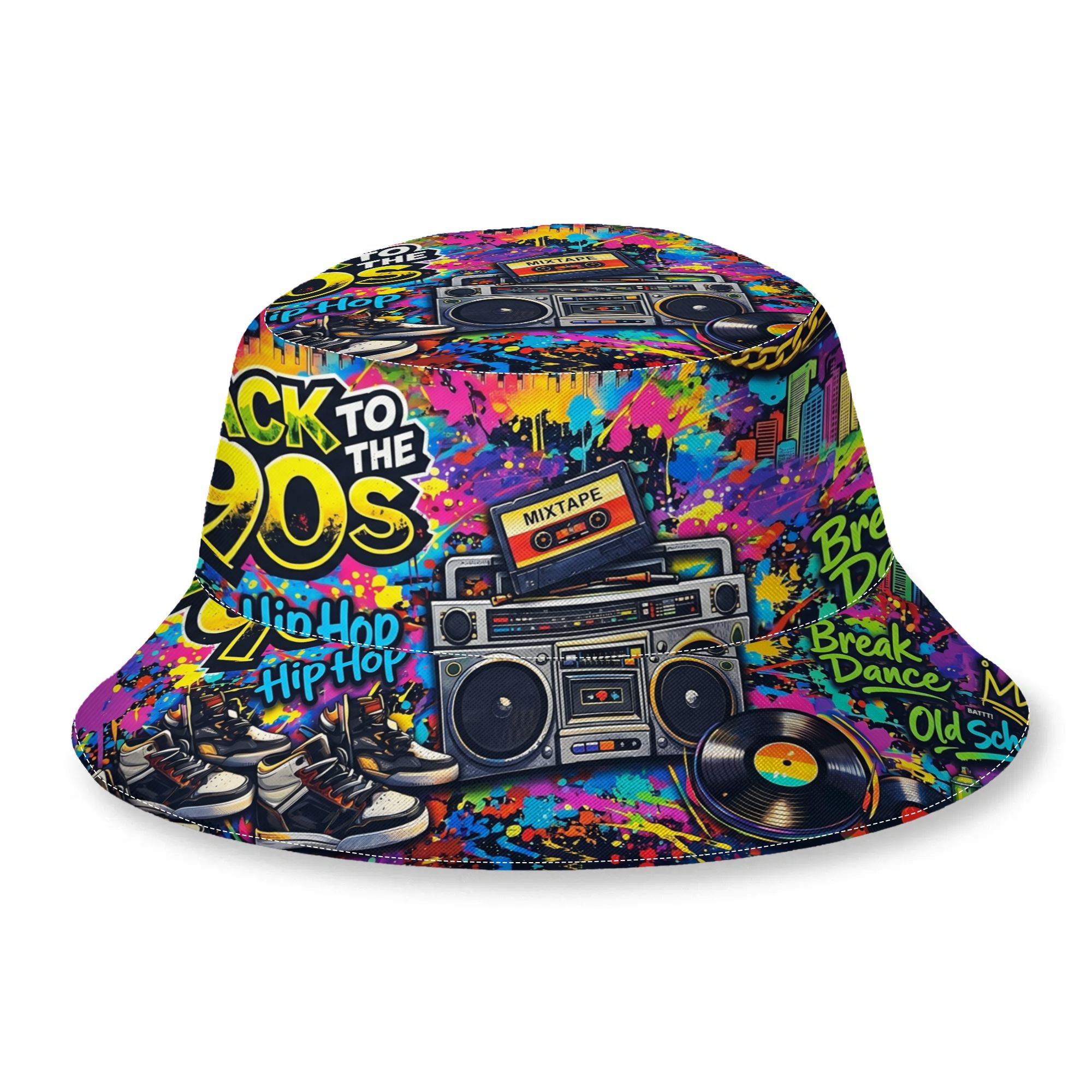 TEMU 1pc Back To 90s Hip Hop Bucket Hat Fashion Hat Bucket Hat For Men Women Style Bucket Hat