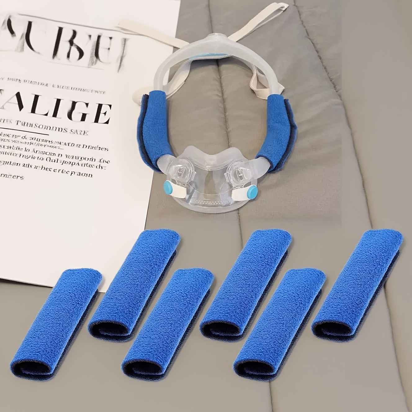 E-shop 6er-Pack CPAP-Maskenband-Set mit weichen Samt-Komfortpads | Geeignet für die meisten Vollgesichts-Halterungen zur Reduzierung von Narben und