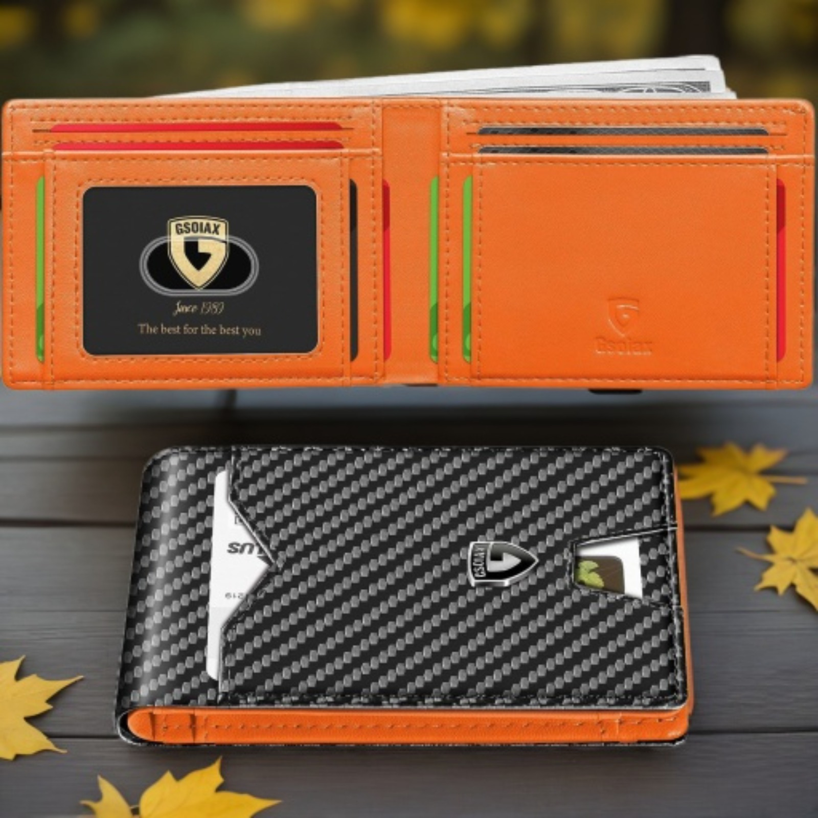 

Sleek Ultra-thin Rfid Blocking Bifold Wallet - Carbon Fiber, Portable & With Gift Box Packaging