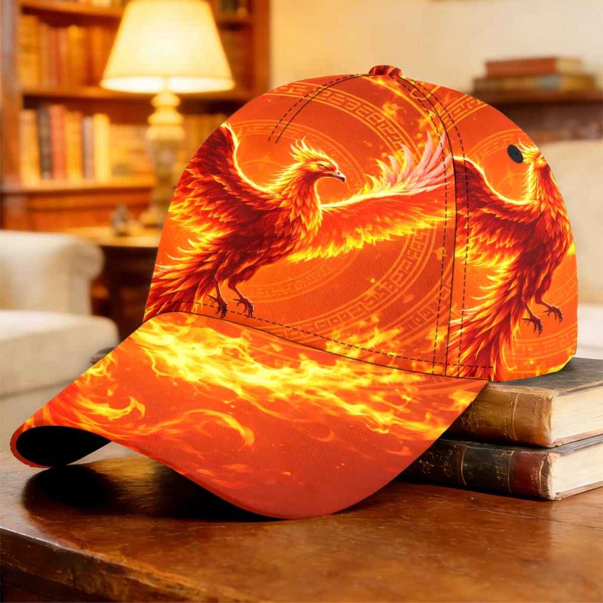 TEMU 1pc Flaming Phoenix Baseball Cap Curved Brim Cap Souvenir Fishing Vacation Daily Use Ideal Gift Sports Events Breathable & Lightweight Hiking