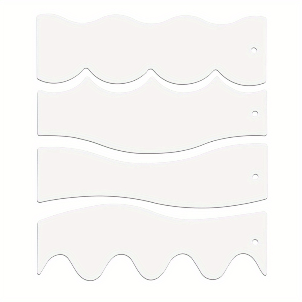 TEMU Set Of 4 Wavy Edge Rulers, Transparent Acrylic Sewing Rulers, Quilting Template Wavy Rulers, Suitable For Sewing And Crafting