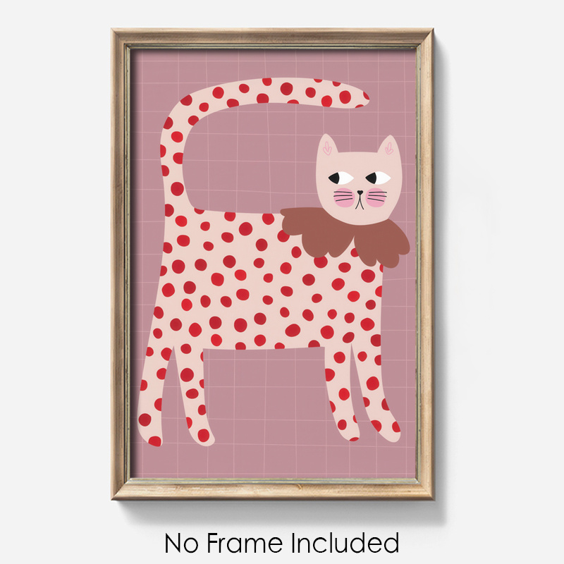 

Room Decor 1pc Modern Minimalist Cat Illustration Canvas Art Print, Red , Aesthetic Home Wall Decor, Living Room And Bedroom Decoration