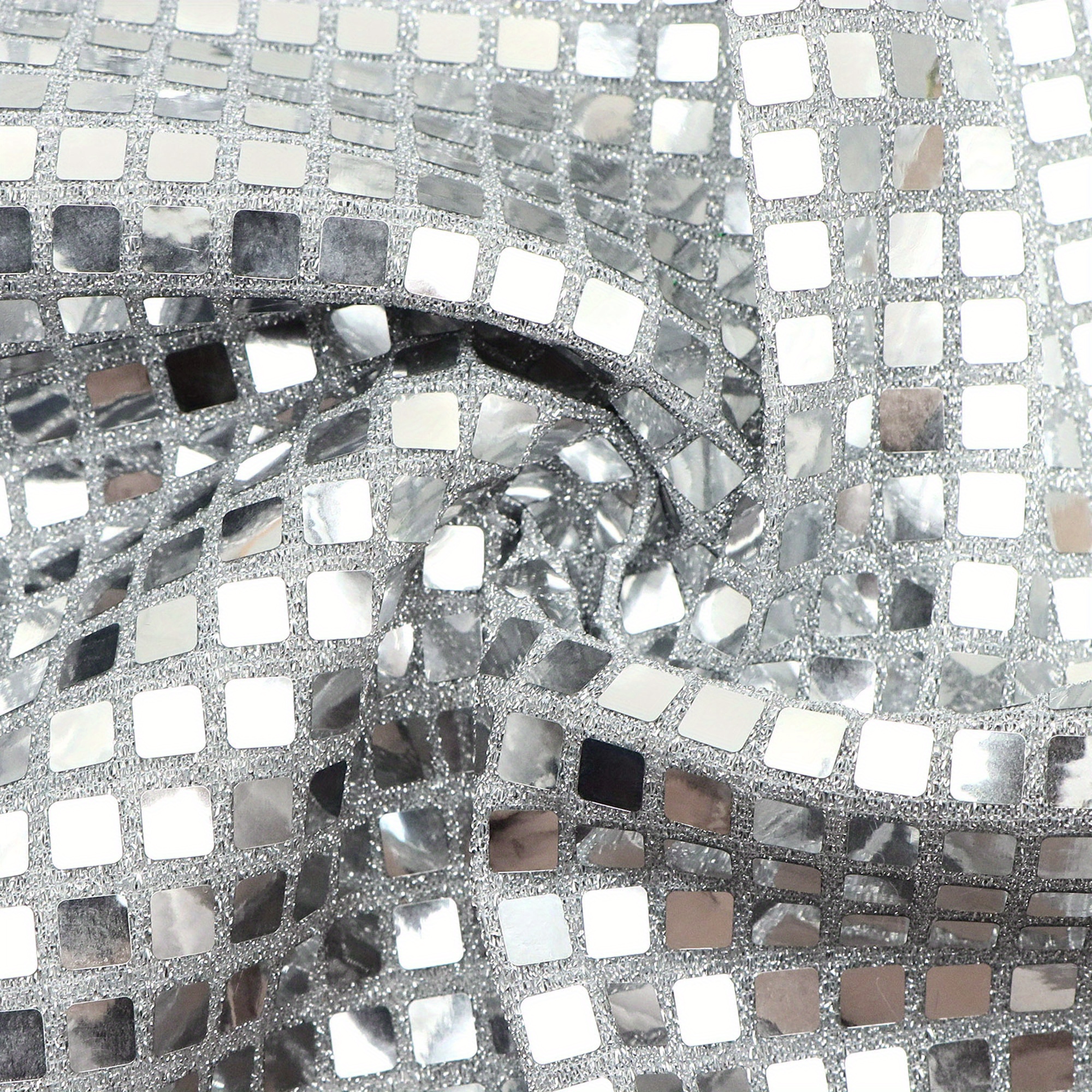 E-shop Metallisches Karo-Polyester Paillettenstoff, 50x150cm/19.68x59 Zoll - Ideal für DIY-Nähen, Tischläufer, Kissenbezüge,