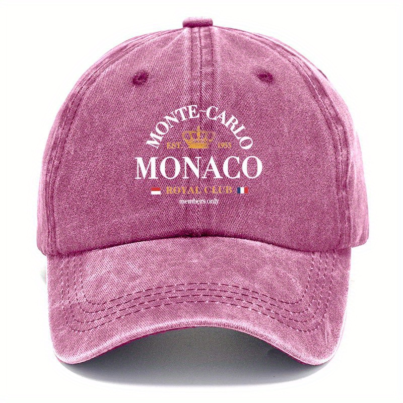 Vintage-Style Adjustable Baseball Cap with "MONACO" Print