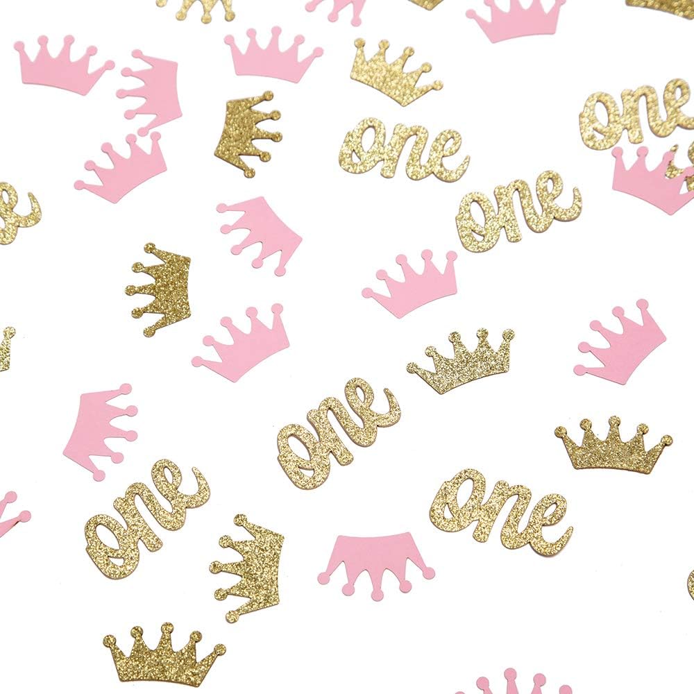 80pcs Glitter Crown Confetti Pink And Table For Princess Girl First Birthday, Shower Party Decorations, For Christmas, Halloween