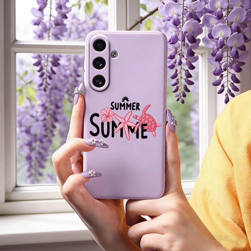 item picture phone case straight edge phone case soft silicone with raised lens bezel for young girls summer turtle design pattern suitable for samsung galaxy s26 ultra s25 s24 s23 s22   fe s21 s20 a57 a56 a55 a54 a17 a16 a15 a14 gx6