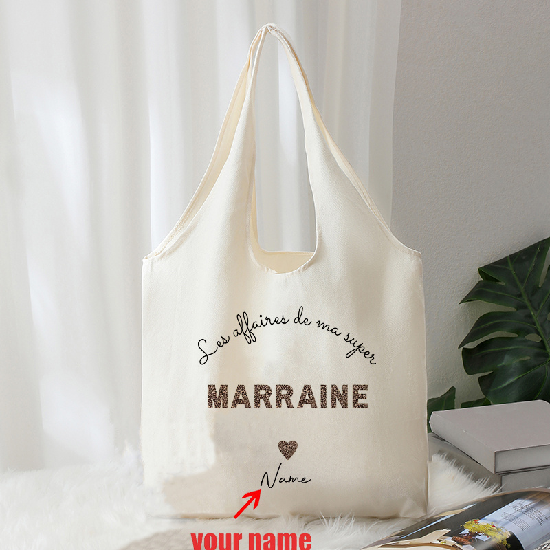 TEMU 1pc Sac à bandoulière personnalisable avec nom lettre léopard pour marraine Garland sac fourre-tout littérature illustration fille sac à livres
