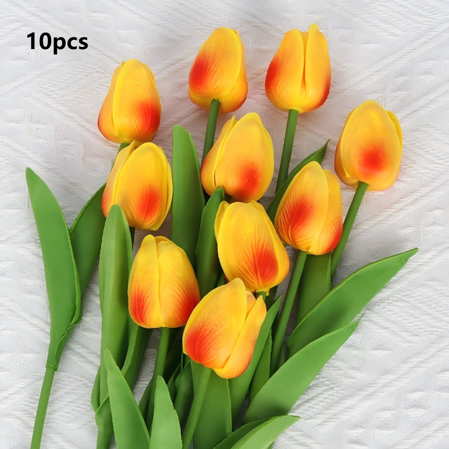 10pcs Of Elegant Orange Artificial Tulips | Plastic Tulips For Wedding, Engagement And Party Decorations, No Electricity Required