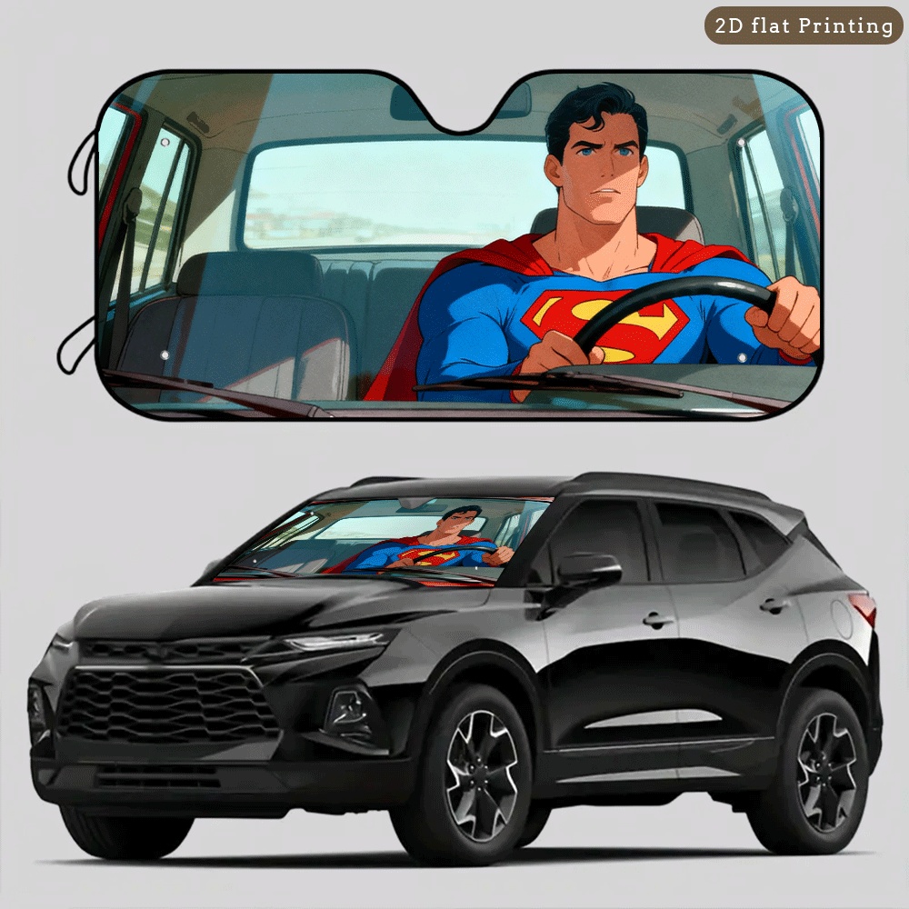 TEMU 1pc Nice Superman Stylish And Car Windshield/sunshade - Unisex, Car Interior Accessories, A Top For Holiday And Birthday Gifts, A Wonderful Gift