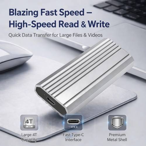 high speed portable external ssd usb type c interface with scratch resistant aluminum alloy shell work study photography and video editing