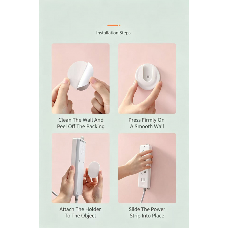 6pcs Plug and Socket Holder with Traceless Wall Mounted Hooks