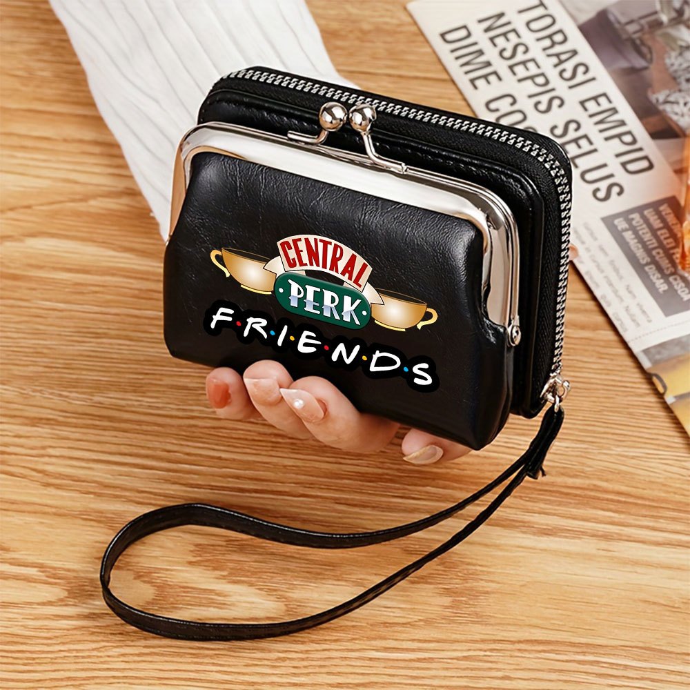 TEMU 1pc Warner . Print Large Capacity Coin Clip Bag Card Holder Wallet With Wristlet