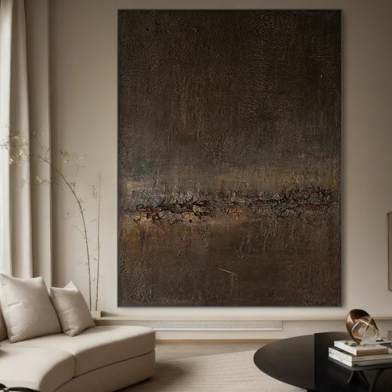 TEMU 100% Hand-painted 3d Oil Painting, Italian Brown , Rough Texture Frameless, High-quality Wall Art, , Suitable For Living Room, Sofa Background
