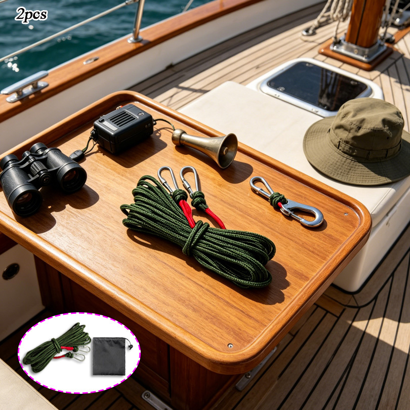 TEMU 2pcs Dock Line Set: 1 X 9.8m Dock Line + 1 X Large Storage Bag, 8mm Thickened Dock Rope With Hooks On Ends, Dock Line, Rope, High Tensile