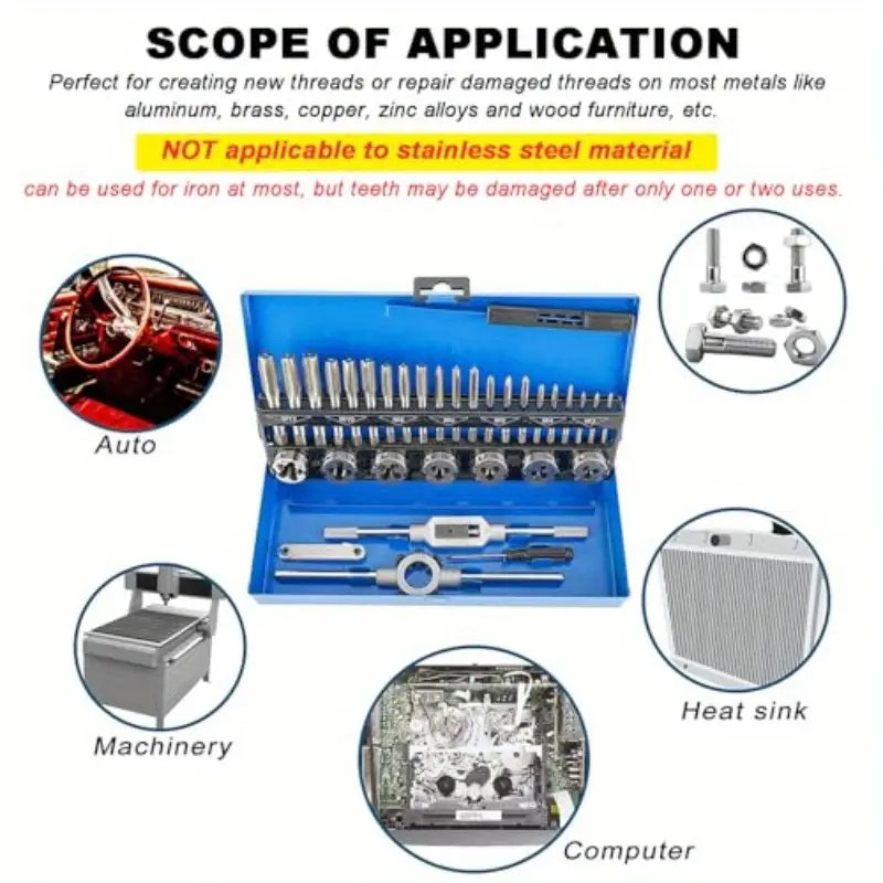 tap and die set 32pcs metric hardened steel tool set essential threading and rethreading tool with storage case details 2