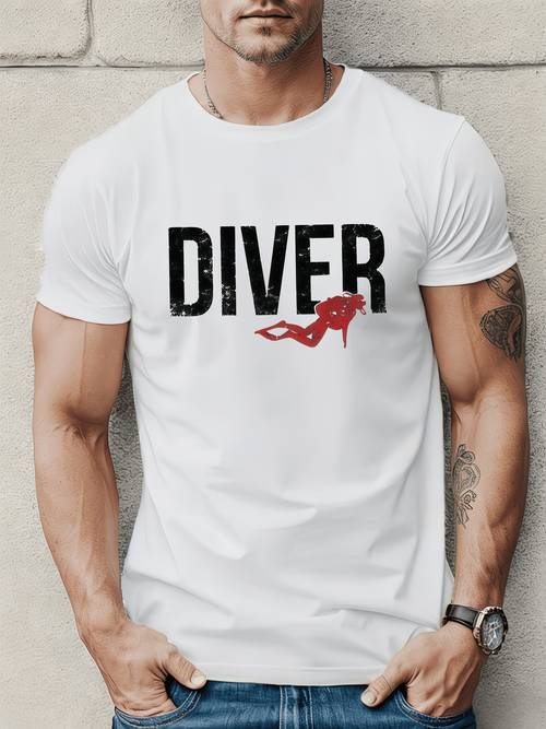 item picture mens summer short sleeve t shirt vintage diver design