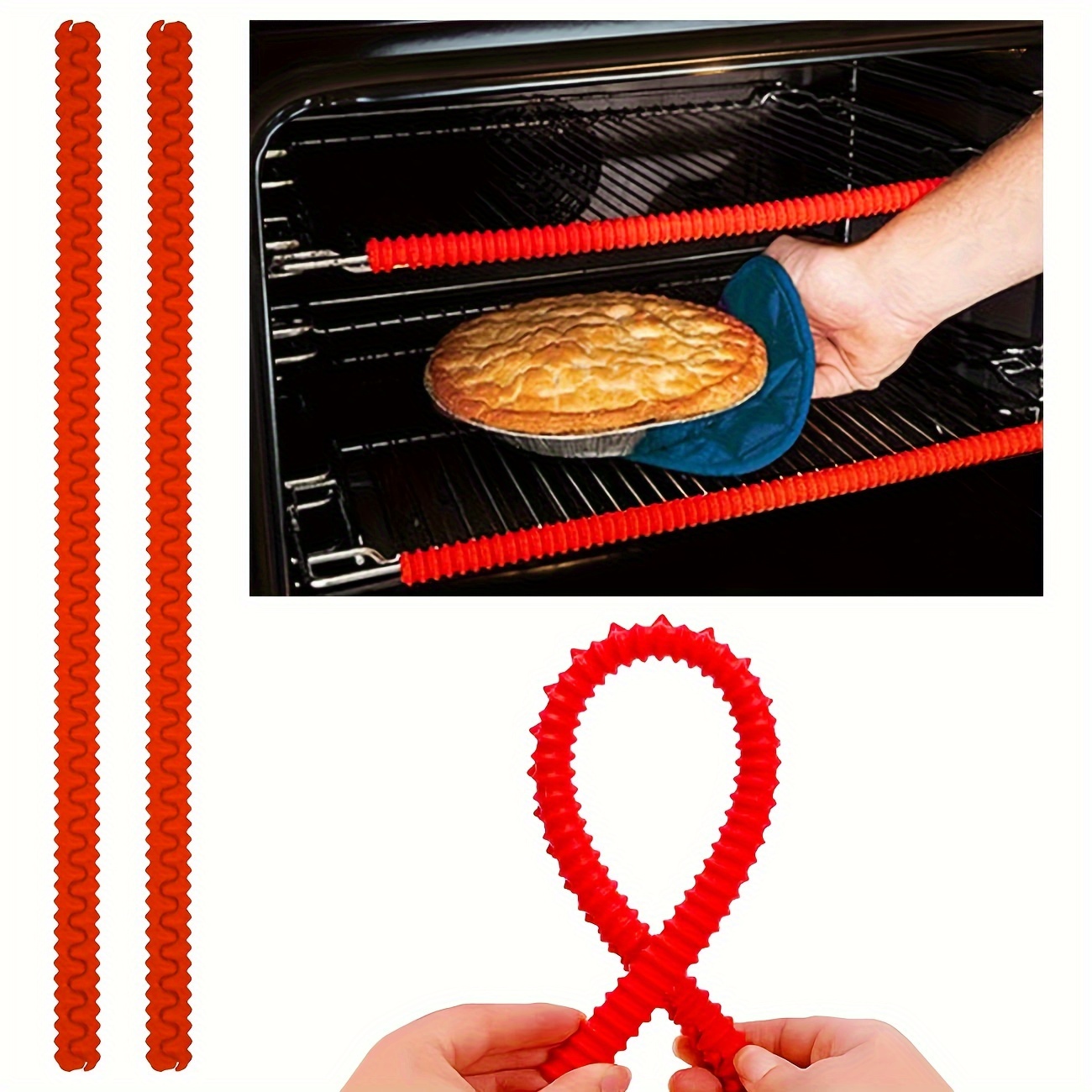 TEMU 2pcs Silicone Oven Rack Edge Protectors Heat-resistant, Safe, Anti-scald, Kitchen Tools For Rv Kitchen Stove Additions