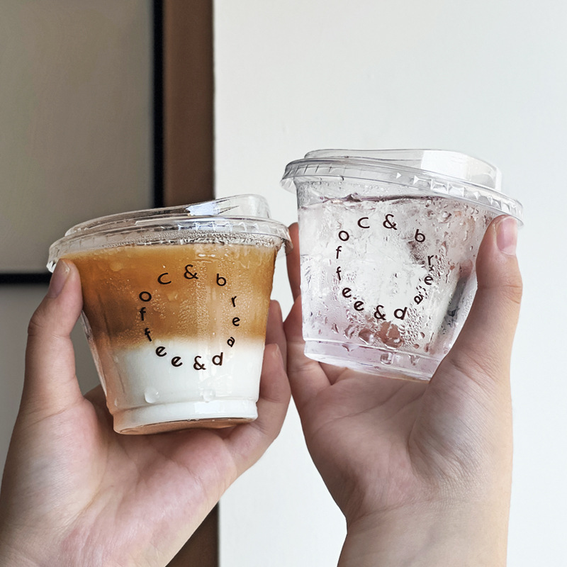 40/80/100pcs Clear Coffee Cups with Straight Drinking Lids