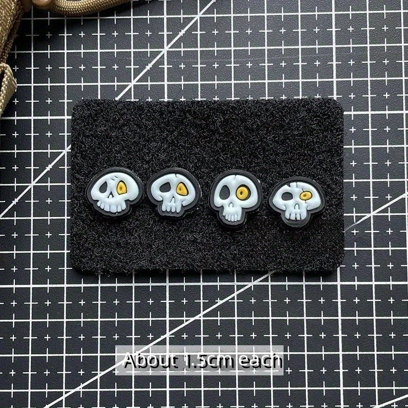 Mini Nightlight Skull Morale Badge Pvc Skull Head Tactical Patches Emblem On Small Backpack Hats Decorative Stickers