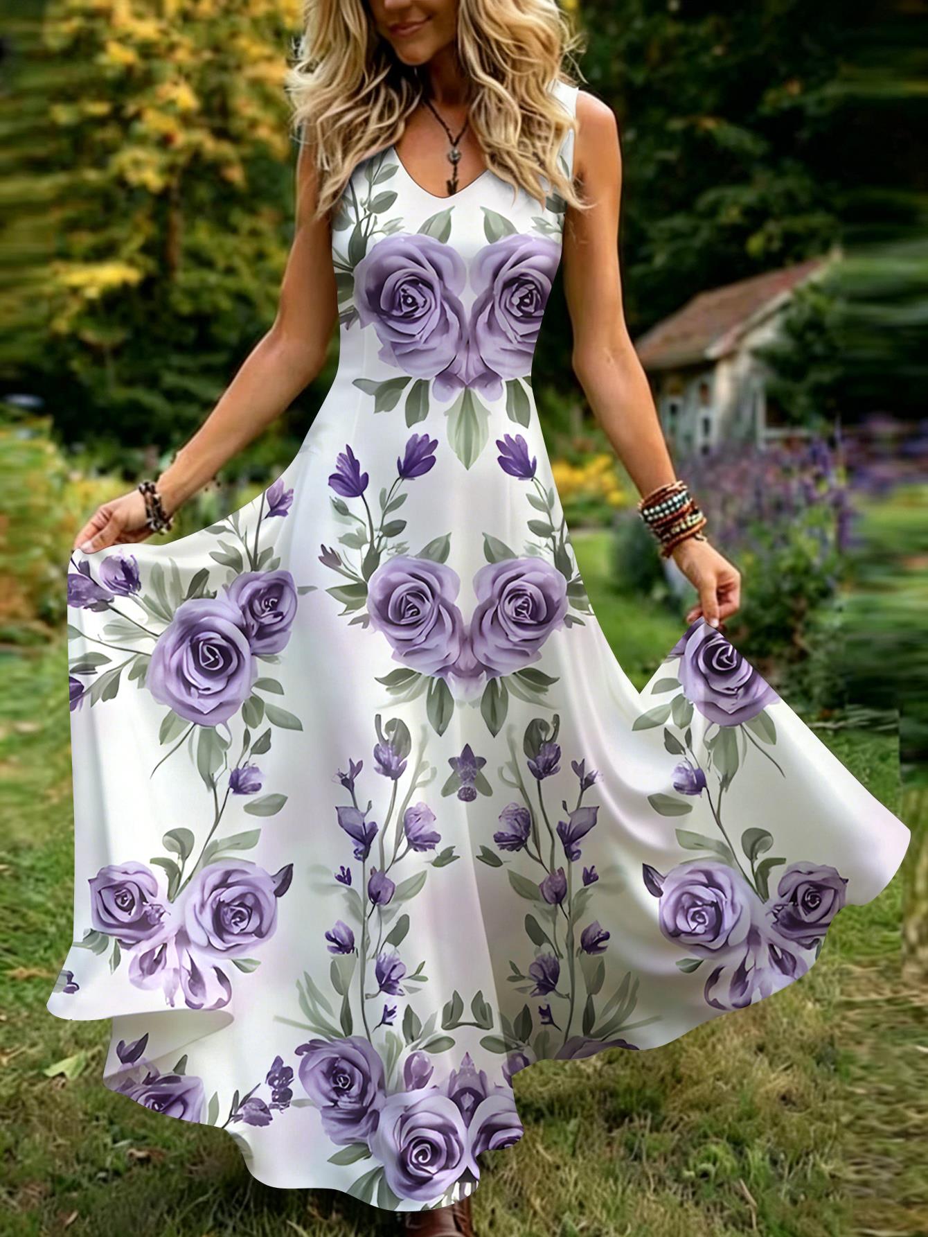 sachin and babi light blue dress Black Elegant A Line V Neck Long Sleeves Floral Printed Wedding Guest Dress, Black / S main image 1