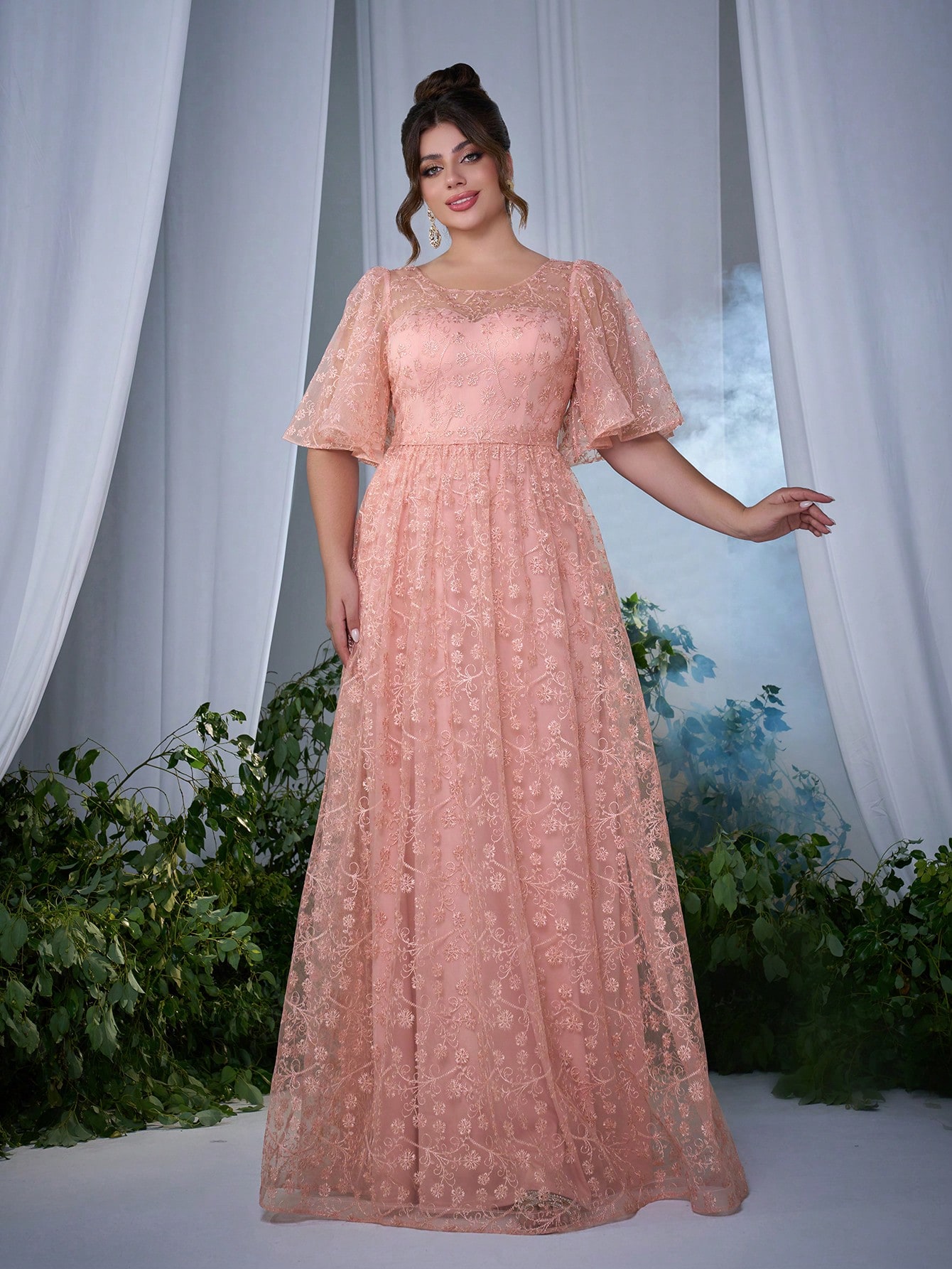red floral lace prom dress Sky Blue Lace Prom Dress Long V Neck Rose Red Formal Dress PG810 US16 / Red