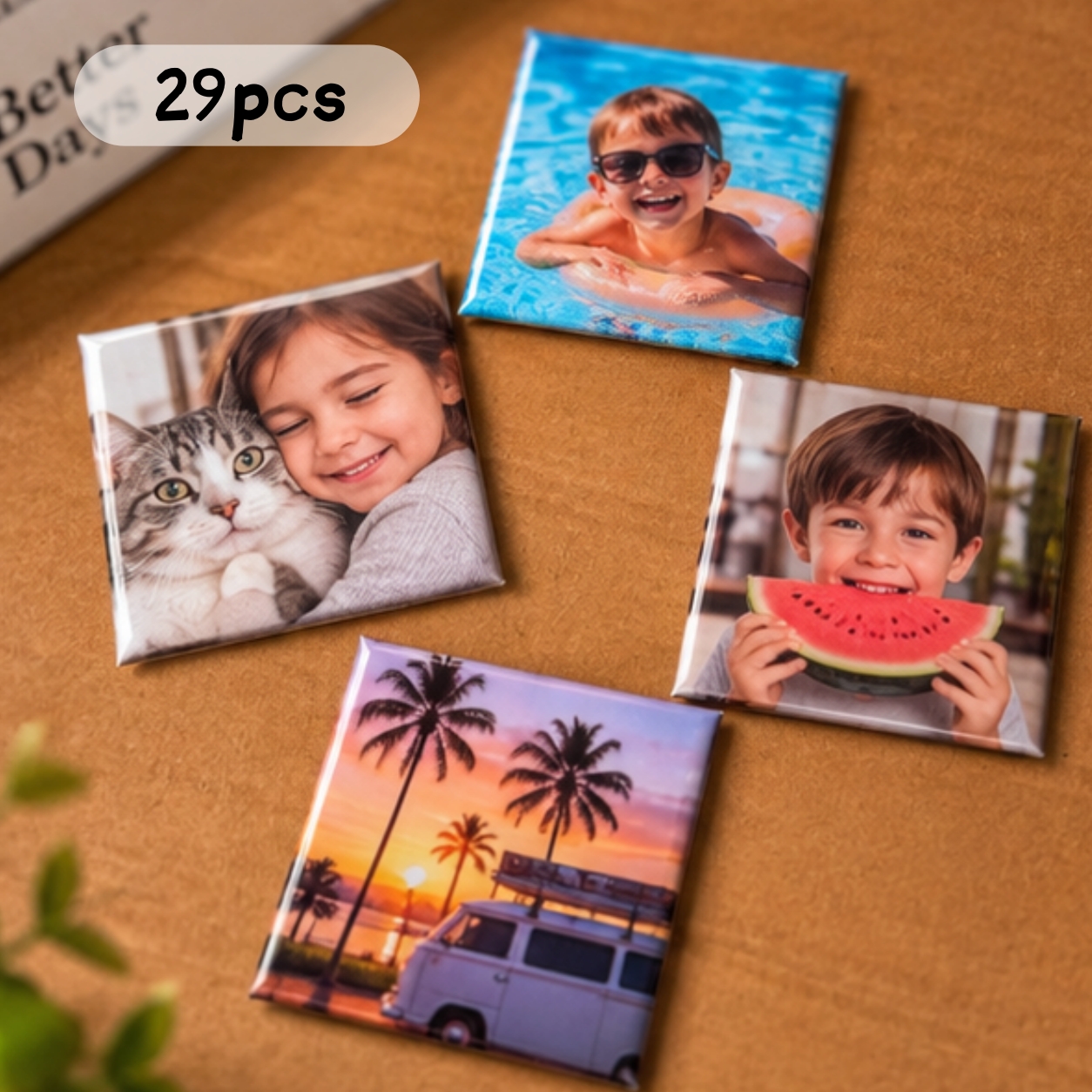 TEMU Lot de 29 aimants de réfrigérateur carrés personnalisés de 5 cm pour photos, vous permettant de vous- des photos de famille, des portraits de