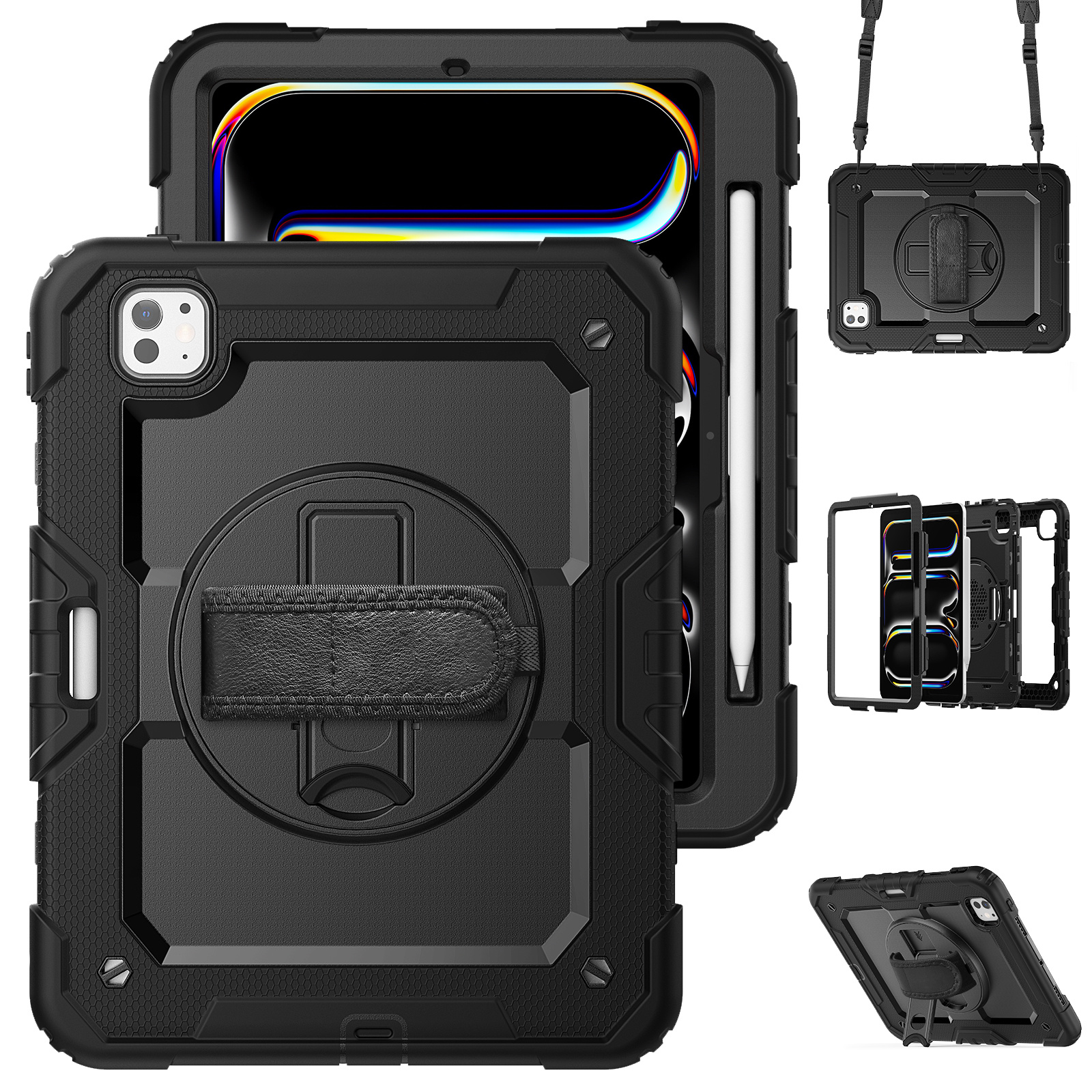 TEMU Tablet Case For Ipad Pro 11 M4 A2836 (2024)/m5 A3357 (2025) With A Magnetic Pencil Slot, Featuring A Foldable And Collapsible Stand. It Offers